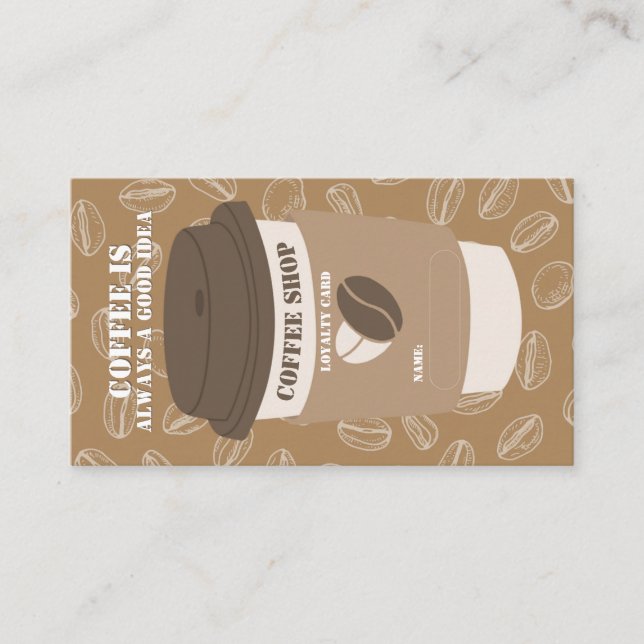Braune editierbare Coffee House Stempel Treuekarte (Vorderseite)