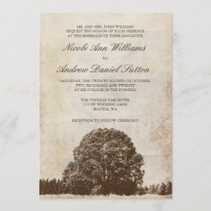 Braune Eichen-Hochzeitskarten im Vintage-Stil Einladung