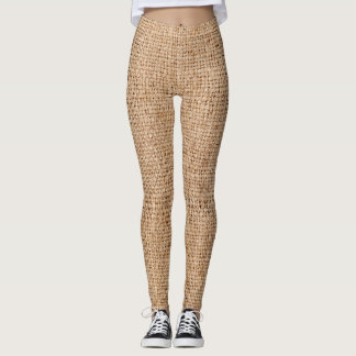 Braune Einbruchtextur, rustikales Sacktuch. Leggings
