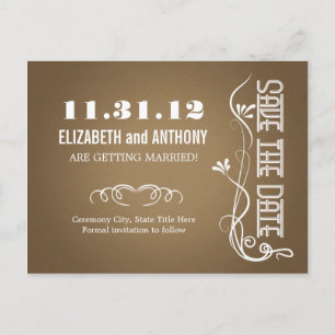 braune, elegante Save the Date Postkarten