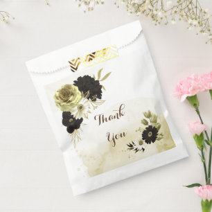 braune, elfenbein- und goldfarbene Blumen Hochzeit Geschenktütchen
