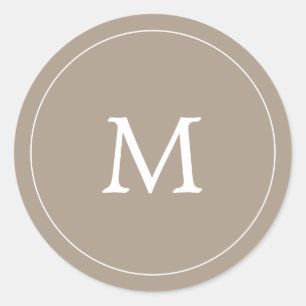 braune Eschenholz-Minimalist-Einfach-Monogramm-Hoc Runder Aufkleber