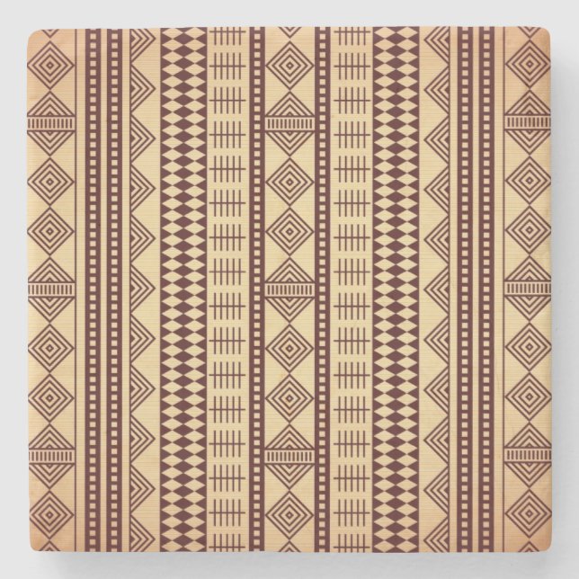 Braune ethnische Textur Steinuntersetzer (Vorderseite)