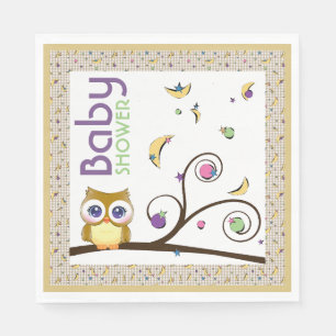 Braune Eule Geschlechtsneutrale Babyparty Mond Ste Serviette