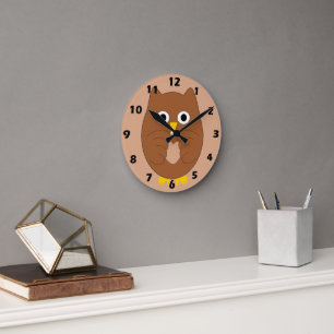 Braune Eulen-Design Runde Wanduhr