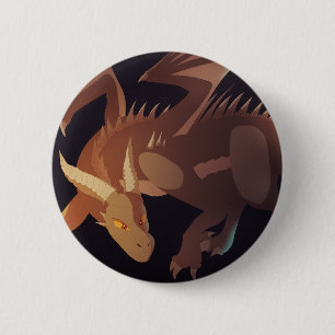 Braune Fantasy-Drachenkunst Button