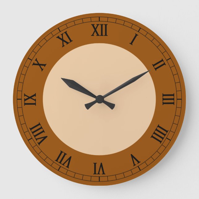 Braune Farbe Stilvoll Große Wanduhr (Vorderseite)