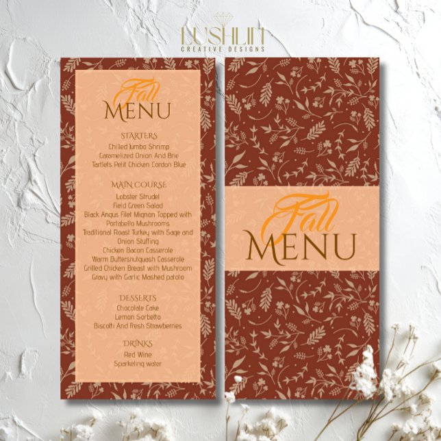 Braune Farbtöne Herbstlassen Flat Menu Menükarte (Von Creator hochgeladen)