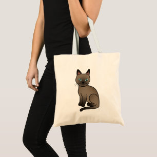 Braune Fellfarbe Tonkinese Katze Cartoon Zeichnung Tragetasche