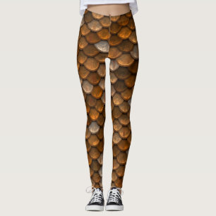 Braune Fischskala Meerjungfrau Leggings