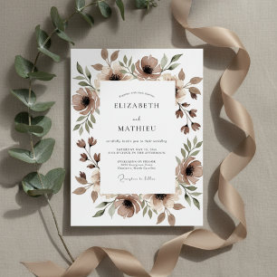 Braune Florale Launen Hochzeit Einladung