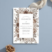 Braune florale Pinselstrich-Romanze-Hochzeit