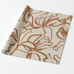 Braune florale Pinselstriche nahtloses Muster Hint Geschenkpapier