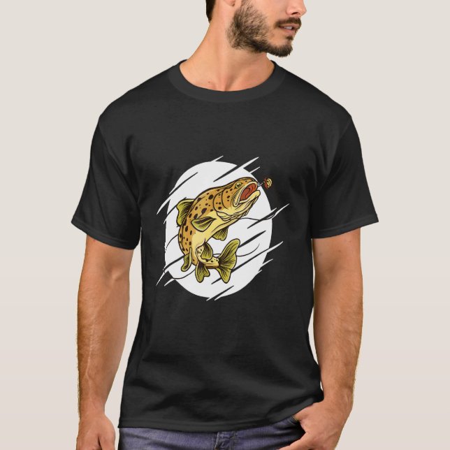 Braune Forelle Fisch T-Shirt (Vorderseite)