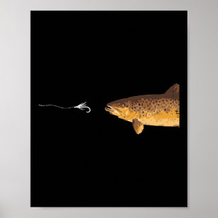 Braune Forellen Angelhaken Fischer Angler Männer F Poster