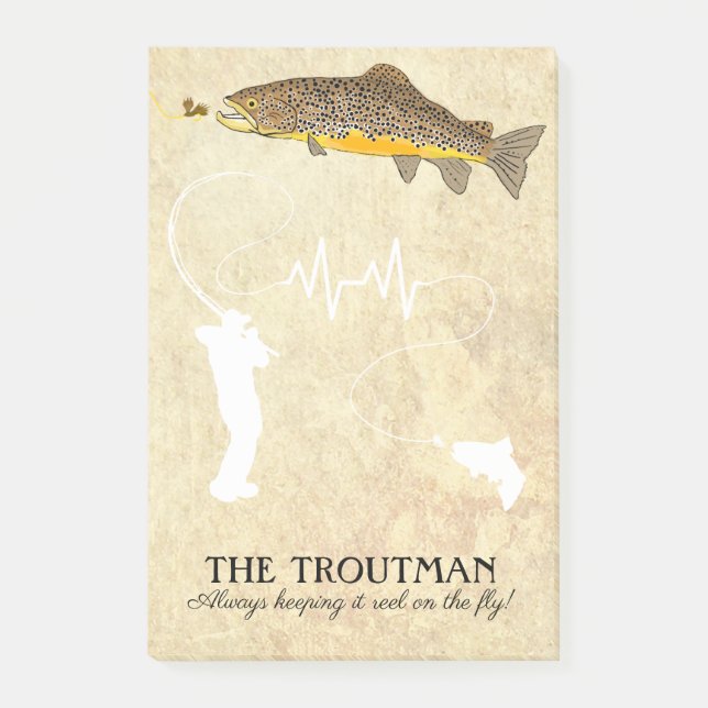 Braune Forellenfische Fischen Lure Post-it Notes Klebezettel (Vorderseite)
