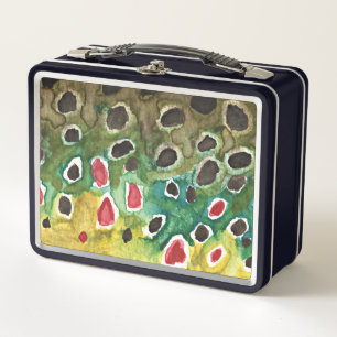 Braune Forellenfischer Metall Brotdose