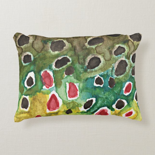 Braune Forellenfischerei Dekokissen (Vorderseite)