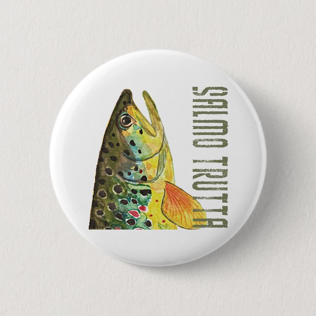 Braune Forellenfischerei, Fischerei, Fischfang Button (Vorderseite)