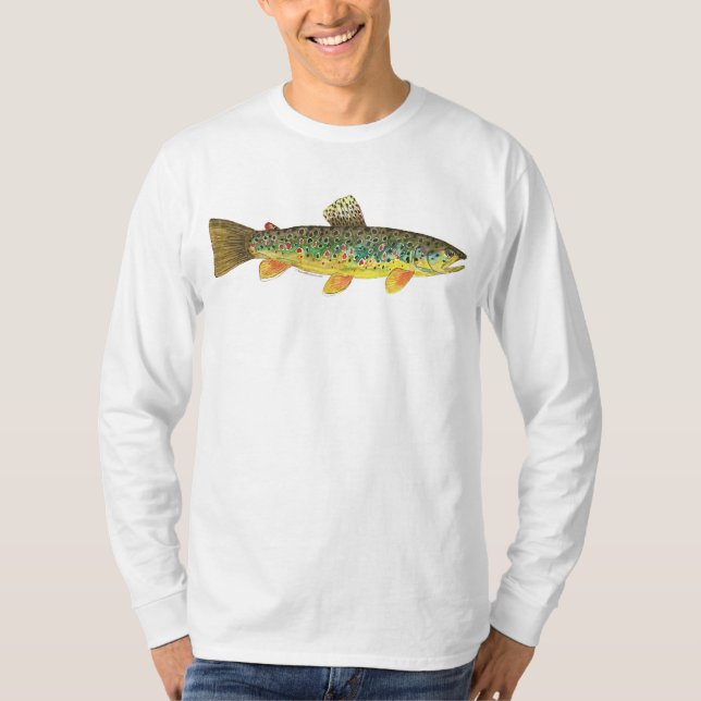 Braune Forellenfischerei T-Shirt (Vorderseite)
