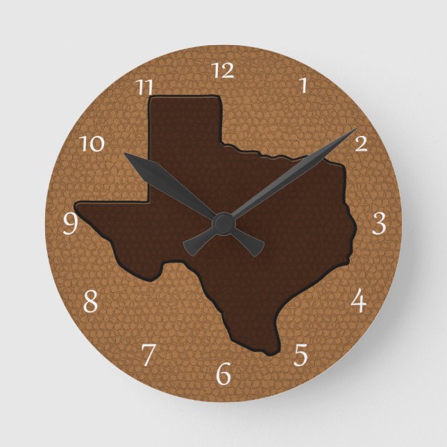 Braune Form von Texas Runde Wanduhr (Vorderseite)
