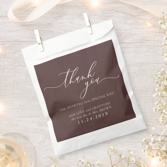 Braune formelle minimalistische Hochzeit Geschenktütchen (Ausgeschnitten)