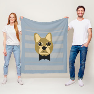 Braune Frenchie Bulldog, Streifen Fleecedecke