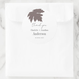 Braune Gastgeschenke Hochzeiten für Ahornblätterbl Runder Aufkleber