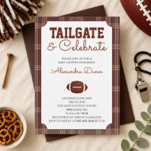 Braune Gingham-Fußball-Tailgate-Baby-Party