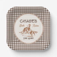 Braune Gingham-Rodeo-Party-Teller aus Papier