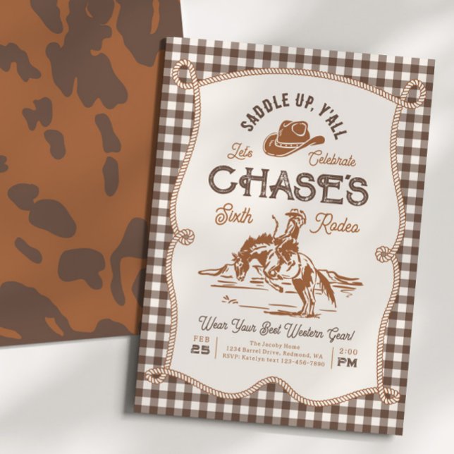 Braune Gingham-Seil-Rodeo-Einladung Einladung (Von Creator hochgeladen)