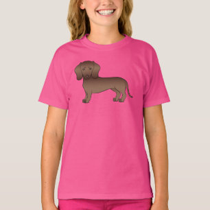 Braune glatthaarige Dachshund süße Hunde-Illustrat T-Shirt