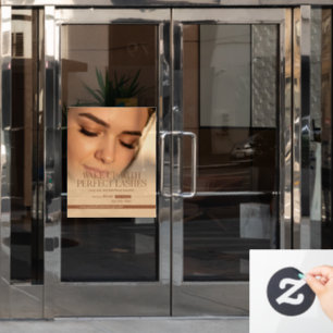 Braune Gold Elegante Schönheit Wimpernverlängerung Fensteraufkleber