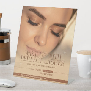 Braune Gold Elegante Schönheit Wimpernverlängerung Sockelschild