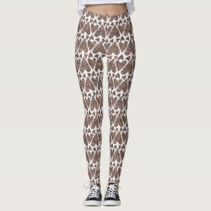 Braune/goldene Glitzer Herz Leggings Frauen