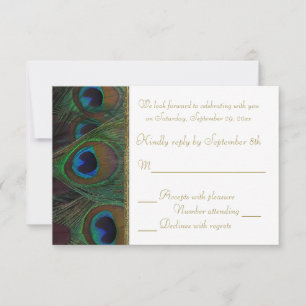 Braune, goldene Pfauenfeder-RSVP-Karte RSVP Karte