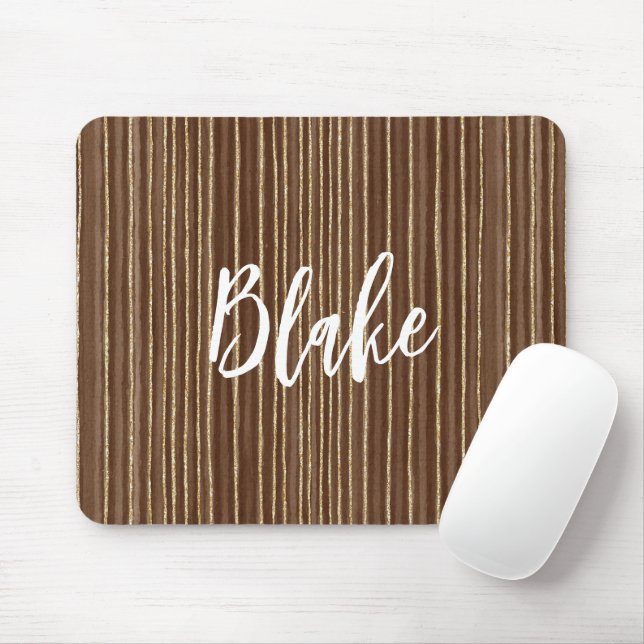 Braune Goldstreifen Mousepad (Mit Mouse)