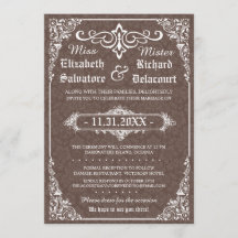 Braune gotische viktorianische Damast-Hochzeitsein