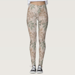 Braune grüne Blätter Leggings