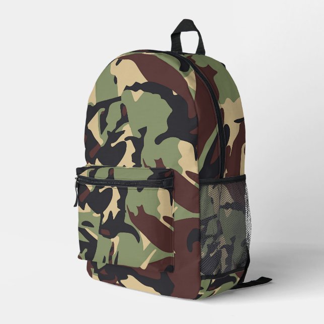 Braune grüne Camouflage Notebook Bedruckter Rucksack (Rückseitige Ecke Rechts)
