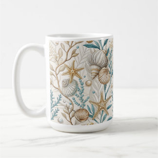 BRAUNE GRÜNE WEISSE MEERESSCHNECKEN UND WASSERPFLA KAFFEETASSE