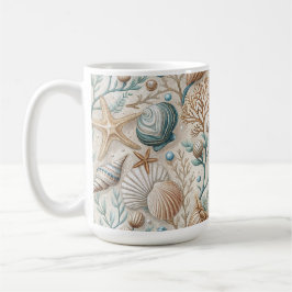BRAUNE GRÜNE WEISSE MEERESSCHNECKEN UND WASSERPFLA KAFFEETASSE