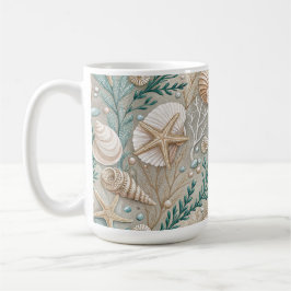 BRAUNE GRÜNE WEISSE MEERESSCHNECKEN UND WASSERPFLA KAFFEETASSE