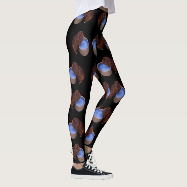 Braune Guinea Schweine Muster, Leggings (Rechts)