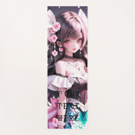 Braune Haarbühe mit rosa Blume im Haar Yogamatte