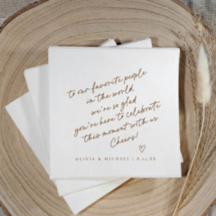 Braune Handschrift Liebesnotiz Stil Hochzeit Serviette