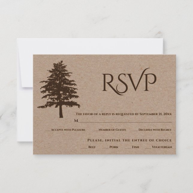 Braune Hartpapier Hochzeit RSVP-Karte RSVP Karte (Vorderseite)