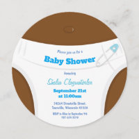 Braune Haut und Windeln Blau | Einladung der Babyd