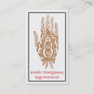 Braune Henna-Hand-Yoga-Instructor Visitenkarte