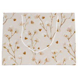 Braune Herzen Erröten Florale Hochzeitsfeier Große Geschenktüte